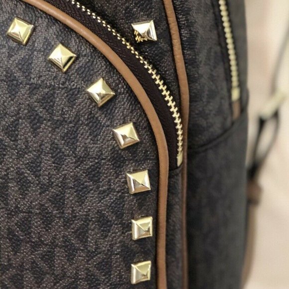 Michael Kors Abbey Studded Brown PVC Signature Med main image 4